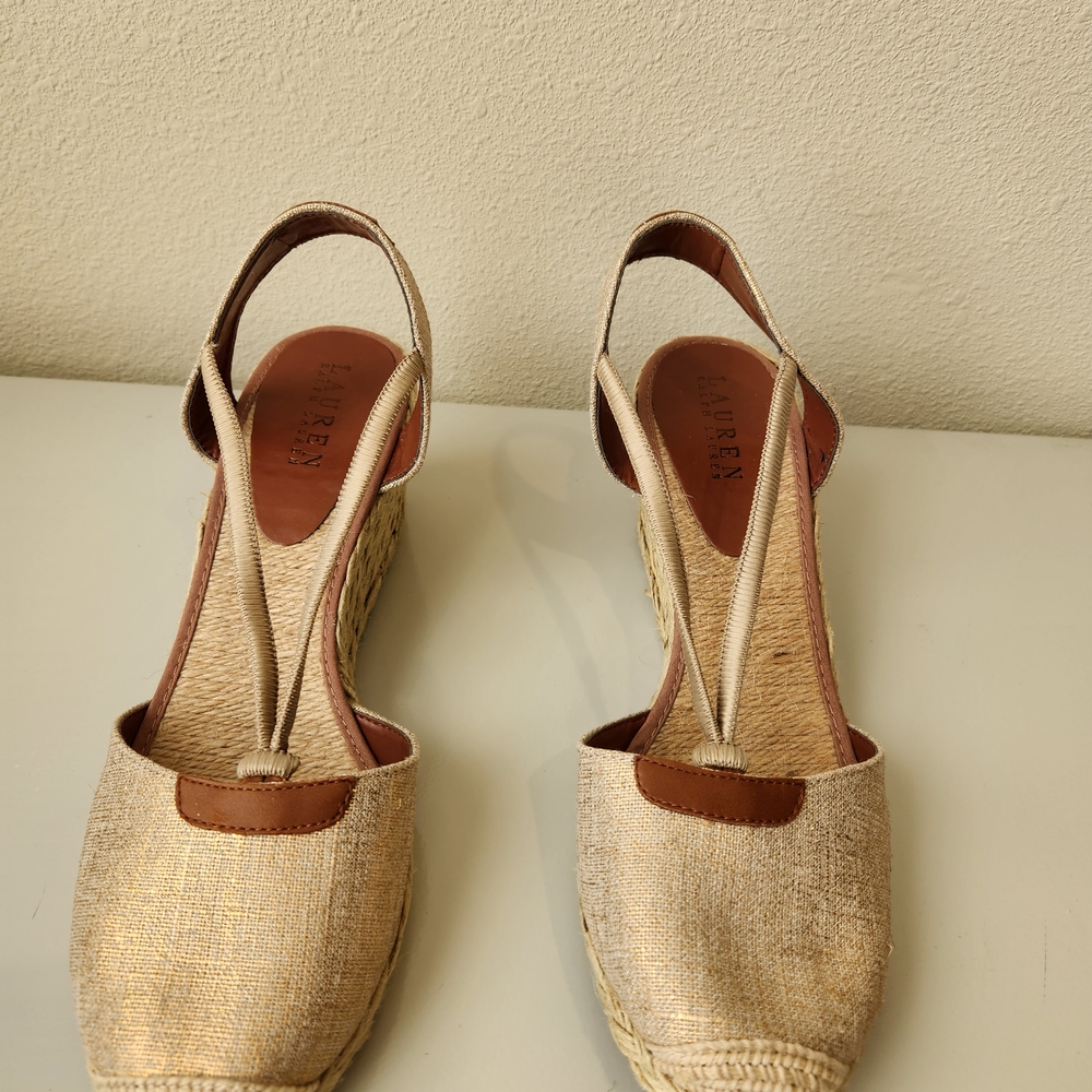 Lauren Ralph Lauren Cream and Brown Espadrilles